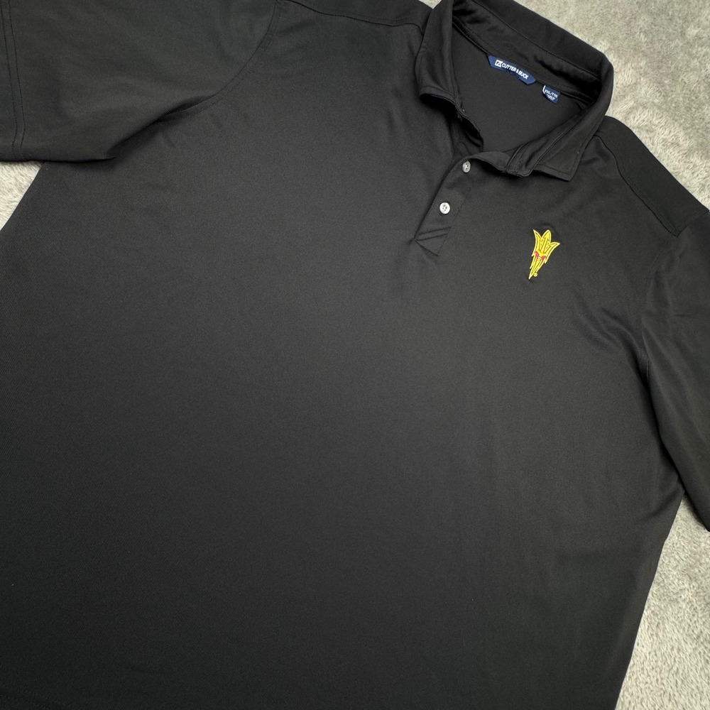 Cutter & Buck Polo Shirt Men XXL Black Excellent ASU Sun Devils Embroidered Logo